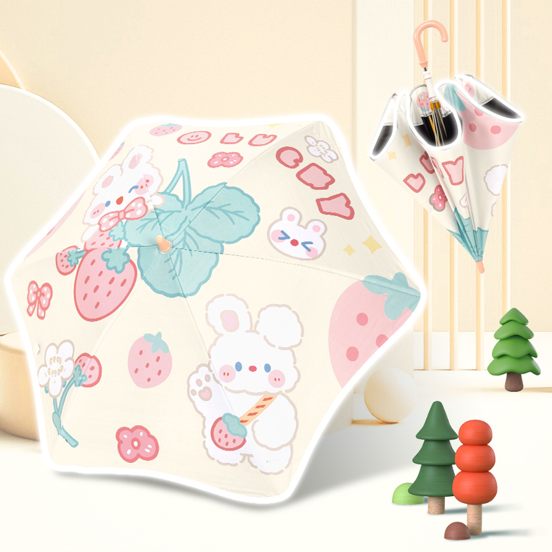 Parapluie à manches longues pour enfant-Joyful Strawberry Bunny