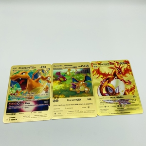 في المخزون بطاقة معدنية ذهبية <span class=keywords><strong>Charizard</strong></span> الإصدار الأول بطاقة المعاملات الجديدة لعبة البوكر طاولة معدنية اللعب - Product Image 2