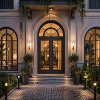 Fenêtre arquée en PVC sur mesure de haute qualité, design français, cadre grillagé décoratif, fenêtre de bâtiment pour projets de maisons de luxe