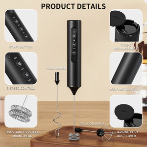 เครื่องตีฟองนม 3 ระดับความเร็ว 3 หัวตี ชาร์จผ่าน USB ใช้ได้กับกาแฟ นม สำหรับสำนักงาน/ห้องครัว/การเดินทาง/ตั้งแคมป์ - Product Image 5