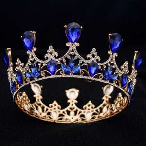 फैशन क्रिस्टल Tiaras बारोक दौर ताज क्लासिक रॉयल रानी राजा मुकुट Diadem प्रोम वेडिंग हेयर आभूषण सहायक उपकरण - Product Image 2