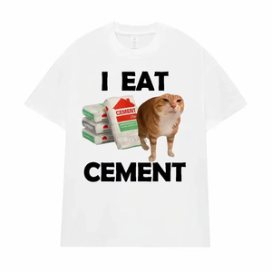เสื้อยืดลายแมวต้องคำสาปกินปูนซีเมนต์ ตลกๆ แฟชั่นลำลอง สไตล์วินเทจ เสื้อยืดสตรีทแวร์ผู้ชาย สำหรับฤดูร้อน - Product Image 3