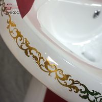Vente chaude Design Moderne Rouge Sanitaire Salle De Bains Lavabo Ovale Lavabo Piédestal Bassin Monotrou Robinet Montage pour Hôtels