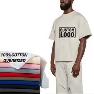 Custom Logo High Quality 260GSM Heavy Weight <b>Box</b> Fit 100% Cotton <b>Drop</b> Shoulder Oversized Cropped Boxy Plus Size T Shirts for Men - Product Image 1