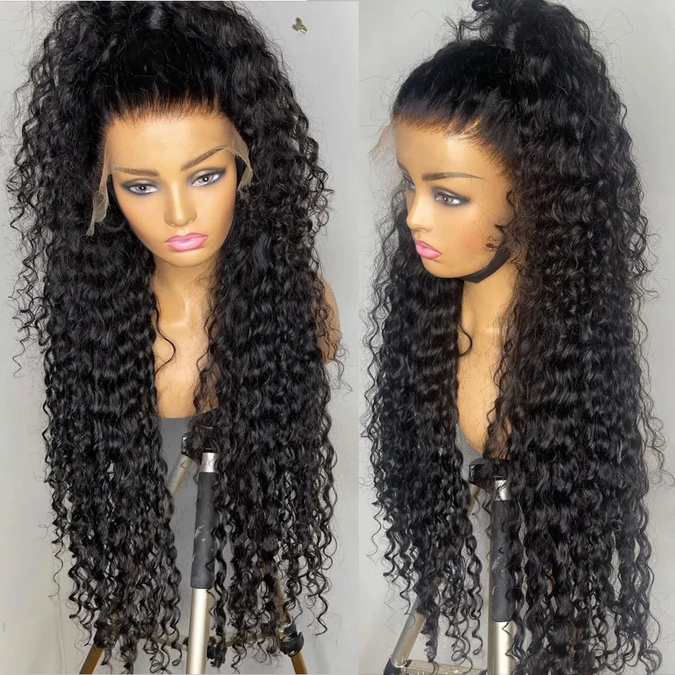Wholesale Deep Wave Virgin Brazilian Human Hair Wigs Curly Lace Wigs Transparent HD Lace Front Wigs Pre Plucked Hairline