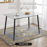 Bon marché, vente en gros, dessus en marbre européen, pieds en métal, ensemble table à manger moderne de luxe pour meubles de maison, usage hôtelier, 6 places durables