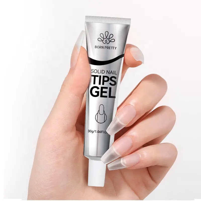 BORN PRETTY New Upgraded Formula 30g Solid Nail Tips Gel Long Lasting Super Strong Adhesive Nail Glue Gel for Press on Nails