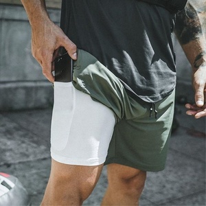 <span class=keywords><strong>Shorts</strong></span> sportivi a doppio strato da uomo con Spray arcobaleno per Fitness ad asciugatura rapida e Casual pantaloncini da basket in tinta unita da uomo - Product Image 4