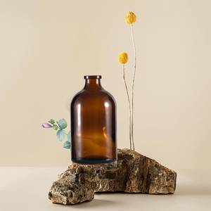 Boca pequeña redonda vacía 100mL ámbar vidrio fragancia Aroma Reed difusor botella de <span class=keywords><strong>Perfume</strong></span> con palos naturales - Product Image 5