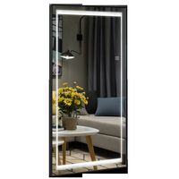 Miroir pleine longueur à cadre en alliage d'aluminium avec éclairage LED, vente en gros |   Mural ou sur pied pour salle de bain, chambre à coucher, salon