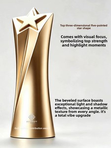 Trophée Pentagramme Métallique Personnalisé 2026 Gravé au Laser Électroplaqué Or/Argent/Bronze – Récompenses pour le Premier, le Deuxième et le Troisième Places - Product Image 2