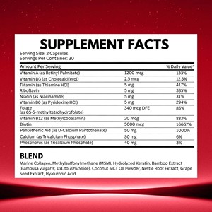 Capsules de biotine ODM les plus vendues avec minéraux, complément alimentaire favorisant la santé des cheveux et soutenant la fonction des ongles pour les femmes - Product Image 2