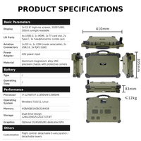 Estación de Control Terrestre Robusta de 15.6 Pulgadas, I7-11390H, 16GB, 512GB, Portátil Industrial Verde para Drones UAV, Wi-Fi 6, Bluetooth 5.2