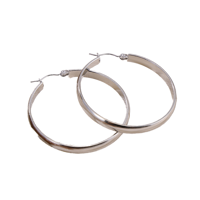 Customizable Stainless Steel Classic Earrings for Women Simple Big round  Plain Hoop with Silver Plating Trendy Style for Girls