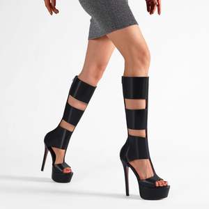 Sandalias Gladiador de Plataforma hasta la Rodilla para Mujer, Sandalias de Verano con Punta Abierta, Botas Elegantes y Sexys con Cremallera Trasera y Tacón - Product Image 3