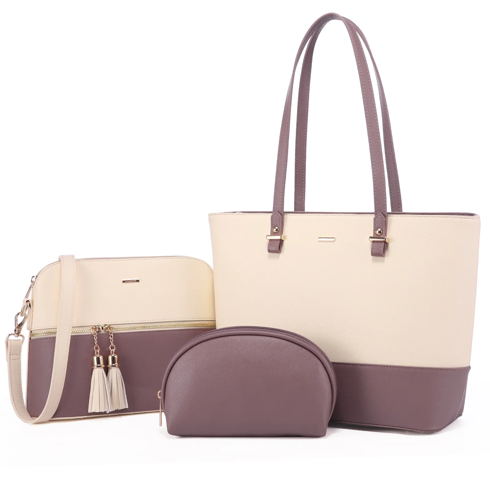 LOVEVOOK wholesale Boutiques luxury high quality PU material 3 pieces handbag sets shoulder bag wallet ladies women handbags