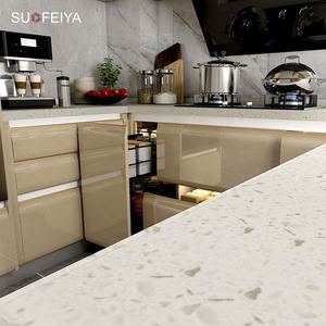 Sofeyia Armoire de rangement de cuisine modulaire minimaliste Résistant à l'eau Jaune trempé Verre teinté Bois Philippines Robinet d'évier - Product Image 4