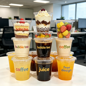 Promotion en gros : Gobelets à boisson froids en plastique PET transparent, à large ouverture, de 95 mm, 90 mm, 8 oz, 7 oz, 9 oz, format mini, avec couvercle, pour espresso - Product Image 1
