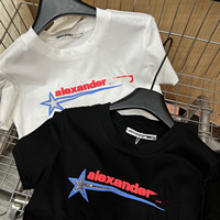 Kaos Crop T-Shirt Pendek Lengan Pendek Model Slim Fit, Bahan Katun, Cetak Huruf Busa dengan Rhinestone Heat-Transfer, Gaya Lucu untuk Musim Panas 2026