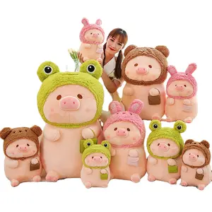 Kawaii transformasi lulu boneka babi mewah, boneka kain babi, hadiah bantal babi, mainan berat badan, boneka binatang lucu untuk ulang tahun