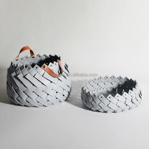 Keranjang penyimpanan sepatu handuk majalah kulit anyam mewah buatan tangan dengan logo kustom untuk dekorasi rumah - Product Image 4