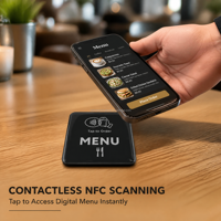 Menu de table intelligent NFC pour la commande en restaurant, carte de menu NFC en acrylique imperméable, étiquette personnalisée pour les avis sur les réseaux sociaux avec dos adhésif