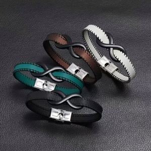 Pulseras Para Hombre Leather s 316L Stainless Steel Unlimited Symbol <b>Infinity</b> Leather for Men Number 8 Leather PU <b>Bracelet</b> - Product Image 1