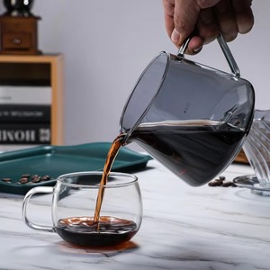 Carafe en verre écologique avec <span class=keywords><strong>goutteur</strong></span> de café <span class=keywords><strong>intégré</strong></span>, serveur de service, poignée en verre durable pour la préparation du café et du thé - Product Image 5