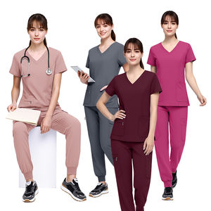 Uniformes Médicos Unisex al por Mayor, Conjunto <span class=keywords><strong>de</strong></span> Uniformes <span class=keywords><strong>de</strong></span> Enfermería <span class=keywords><strong>de</strong></span> Tela Suave, Poliéster y Elastano 150D, Elásticos en Cuatro Direcciones, Uniformes <span class=keywords><strong>de</strong></span> Doctor para Hospital - Product Image 1