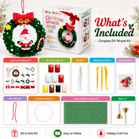 Kit de Bricolage Couronne de Noël en Gros, Ornement en Chenille Pâte à Modeler Père Noël, Ensemble Cadeau Personnalisé OEM pour Enfants