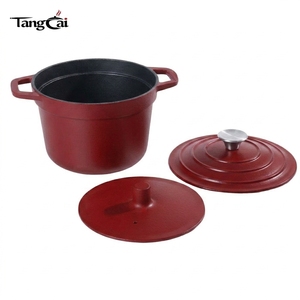 Marmite hollandaise profonde ronde en <span class=keywords><strong>fonte</strong></span> <span class=keywords><strong>émaillée</strong></span> rouge de 5 litres avec couvercle, compatible four, pour la cuisson du riz  Toxique pour la cuisine quotidienne familiale à la maison - Product Image 2