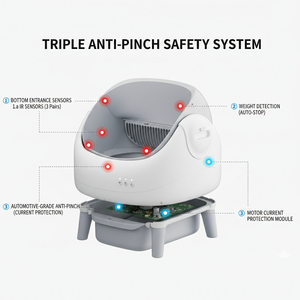 <span class=keywords><strong>Litière</strong></span> pour <span class=keywords><strong>chat</strong></span> automatique intelligente 76L, design ouvert, carrée, en PP+ABS+POM, 8KG, OEM en gros - Product Image 5