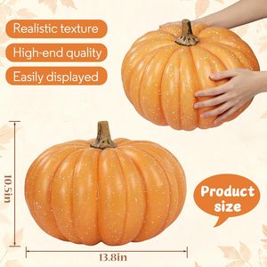 Herbstliche Bauernhof-Dekorationen für Einkaufszentren: Werbegeschenke – Flacher, runder, gestreifter, orangefarbener, großer künstlicher Kürbis - Product Image 2