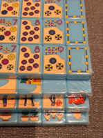 Jeu de Mahjong Classique Style Américain Thème Vacances Côtier Bleu, Tuiles de Mahjong en Acrylique Gravées Idéales pour les Voyages et les Réunions
