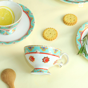 Juego de té Ma Dao Hoa de porcelana de cerámica de lujo Vintage, taza pequeña para servir café para restaurantes, bodas de Vietnam - Product Image 4