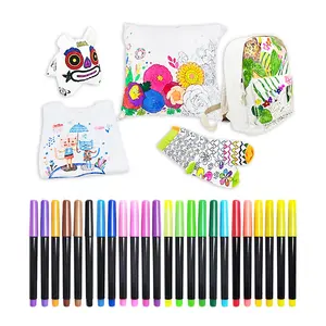 KHY 24 Colors No Bleed Set Art Custom Oil Based Permanent Paint For Printing On Set T-Shirt Textile Fabric Marker Pen