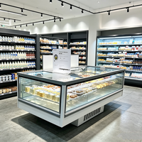 Congélateur îlot entièrement transparent robuste avec éclairage LED interne pour l'affichage de fruits de mer surgelés en hypermarché – Fournisseur direct usine
