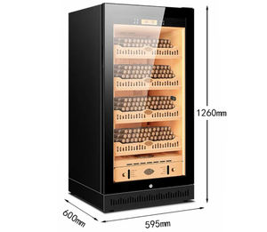 Fabricante de suministro de eliminación de amoníaco enfriador de oro revestimiento de madera de cedro español 800 humidificador de cigarros con luz LED - Product Image 5