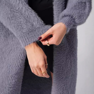 2024 automne et hiver vison-like laine tricoté Cardigan femmes ample <span class=keywords><strong>mi</strong></span>-longueur ralenti Style transfrontalier pull <span class=keywords><strong>manteau</strong></span> femmes - Product Image 2