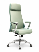 Chaise de bureau de direction moderne à dossier haut, ergonomique, en cuir PU, pivotante, avec base en aluminium et accoudoirs rembourrés réglables