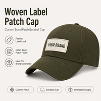 Op maat gemaakte geweven label patch baseball cap stof badge logo katoen pet voor modemerk merchandise groothandel