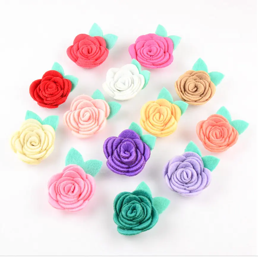 4cm 30 colors diy hot selling brooch decorative flowers -Leaf Chiffon Craft Artificial Flower For Baby Hair Accessories A085