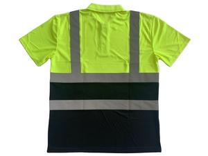 Áo sơ mi công nhân phản quang tùy chỉnh màu vàng huỳnh quang kiểu POLO với chất liệu dệt kim ghép mảnh - Product Image 3