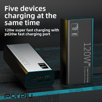 Chargeur de banque d'alimentation portable PORPIU avec logo personnalisé 30000mah Power Bank ABS Power Station avec interface USB LED et fonction d'affichage