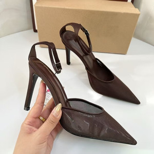 Ladies' Sexy Stiletto Heeled Sandals, Elegant Celebrity-style <b>Pointed</b>-<b>toe</b> Slingback Pumps with Mesh - Product Image 1