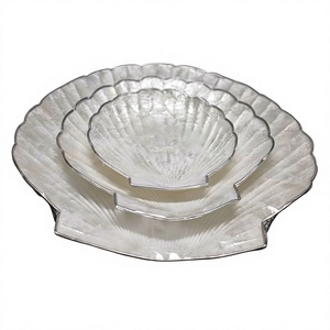 Assiettes de service de vaisselle de restaurant Capiz élégantes faites à la main, vaisselle décorative de luxe pour gâteau de dessert, accessoires de vaisselle - Product Image 3