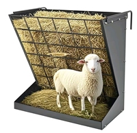 Support mural noir pour mangeoire à foin et à grains en acier galvanisé 2 en 1 robuste pour chèvres moutons chevaux
