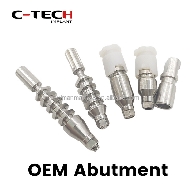 Low Price Polished Titanium Dental Implant Abutment C-tech OEM China Factory Fixture Components Cover Screw Transfer Straight