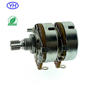 Potentiomètre rotatif double de haute qualité à axe métallique rond 1k 2k 5k 10k 20k 50k 100k 220k 500k 1M 2.2M 24mm pour pièces de guitare