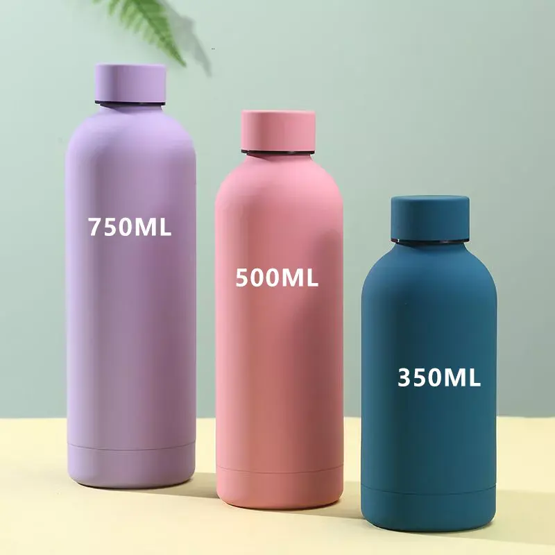 Anpassen Weithals Schöne Mini Pink Einzigartige pulver beschichtete heiße und kalte doppelwandige Wasser flasche für Mädchen Flasche Wasser